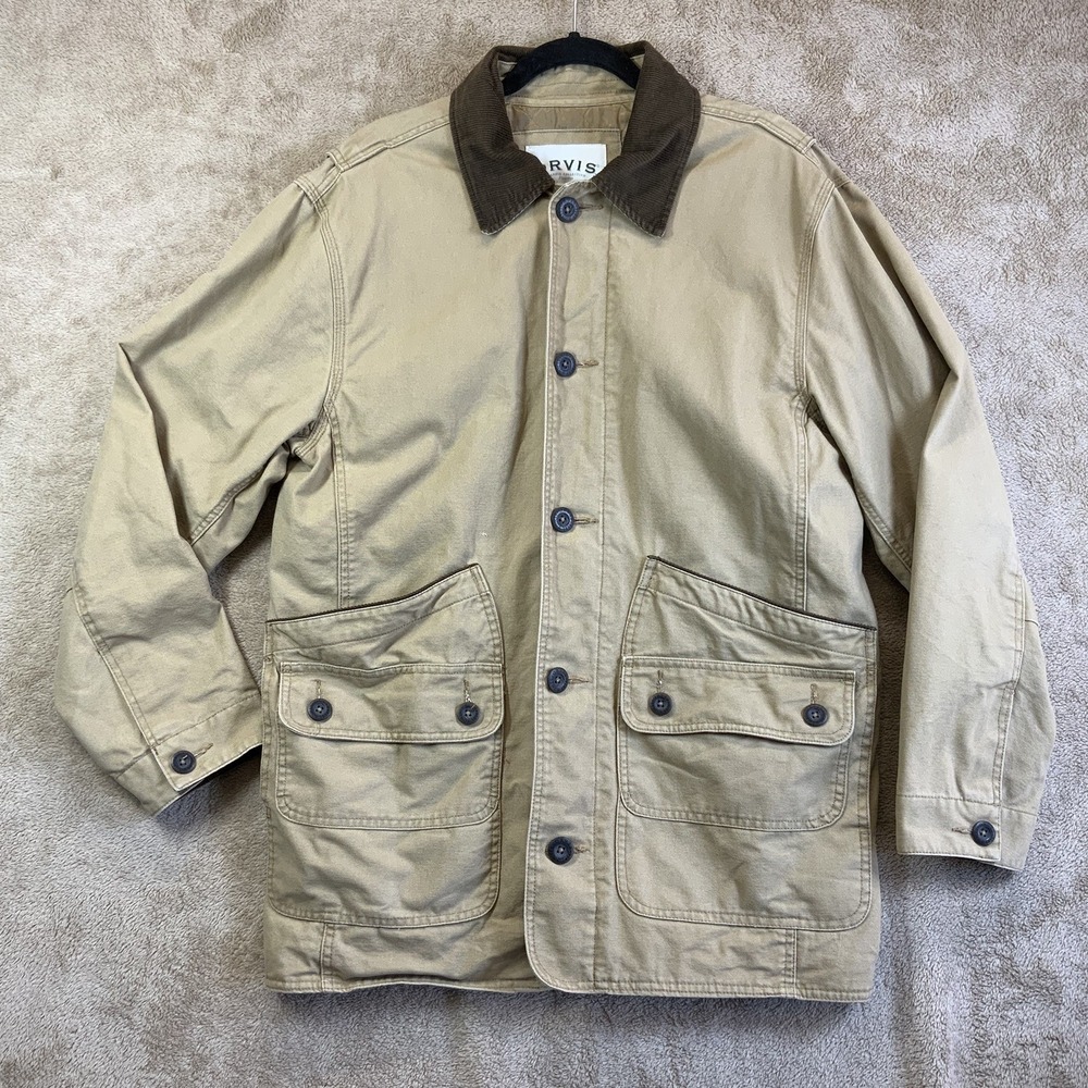 Orvis Barn Jacket Field Chore Coat Mens Medium Quilted Liner Corduroy Collar Vtg